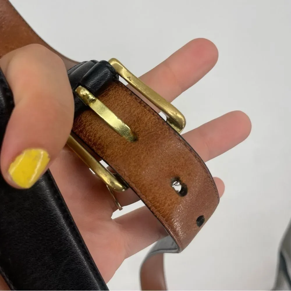 Coach Black Leather Belt with Gold Buckle